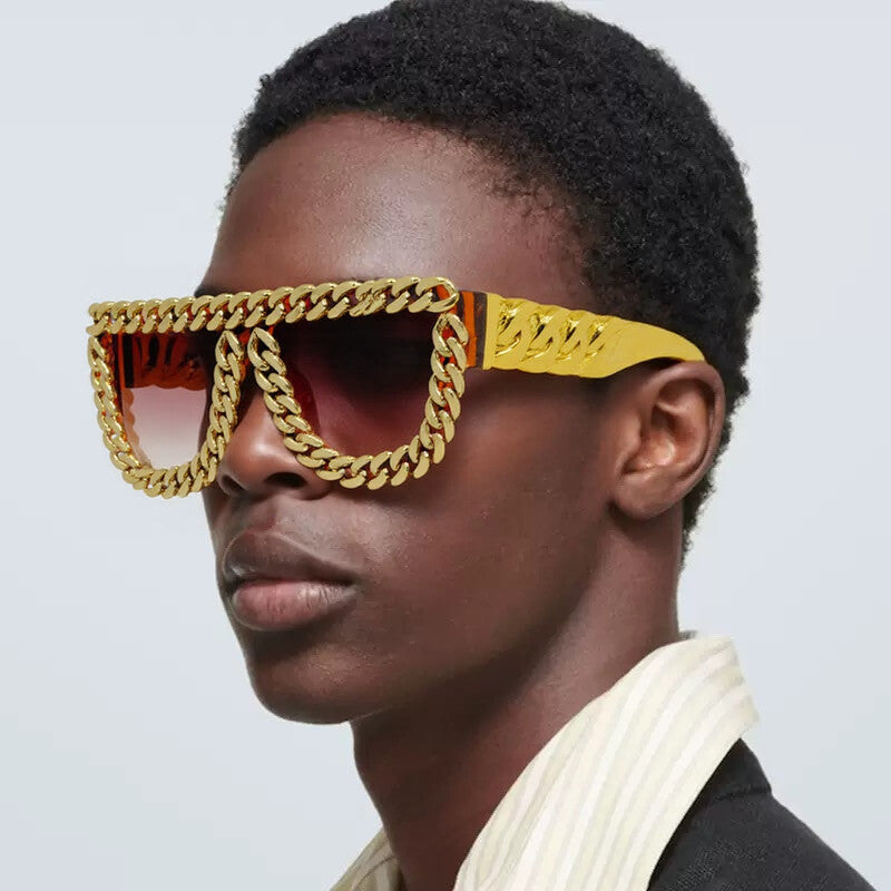 Damen Sonnenbrille mit auffälligem Kettenrahmen Karnz
