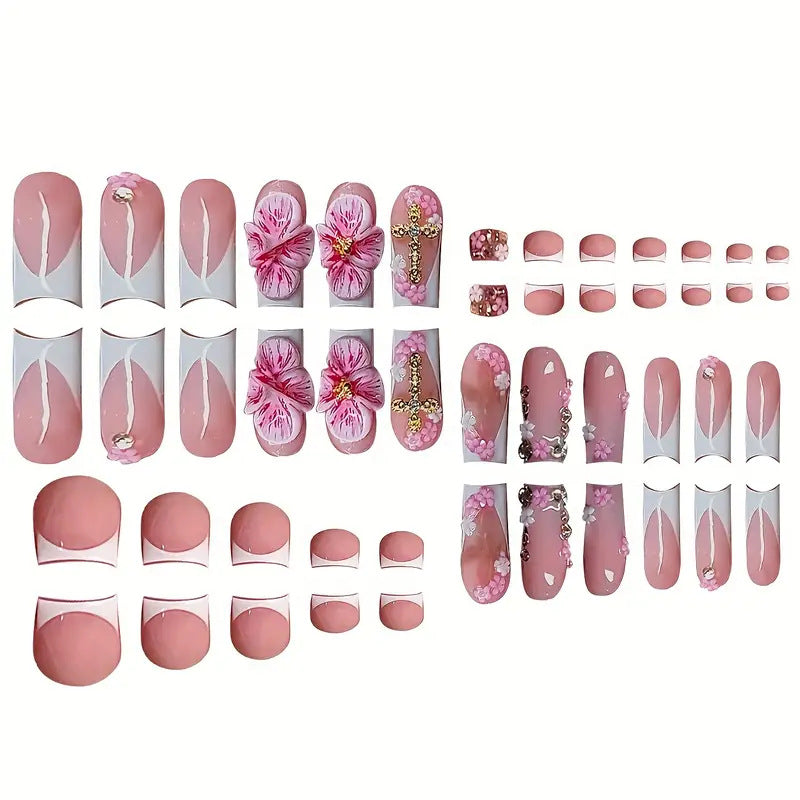 3D Floral Decorative Press-On Nails Set Karnz