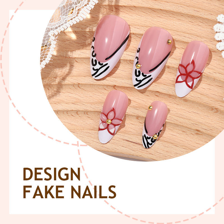Kunstnagelset mit eleganten Schleifen- und Blütenverzierungen Karnz