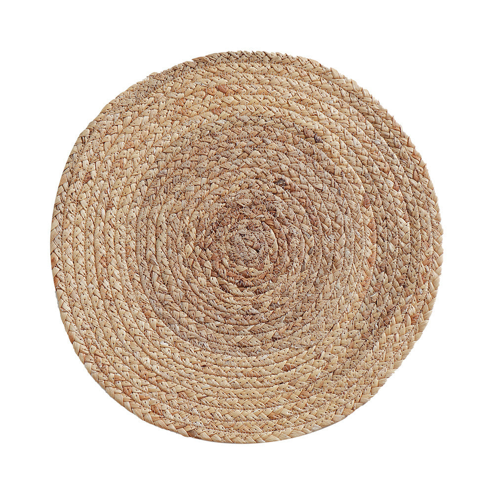 Rundteppich aus geflochtener Jute mit spiralförmiger Struktur und flacher Webung Karnz