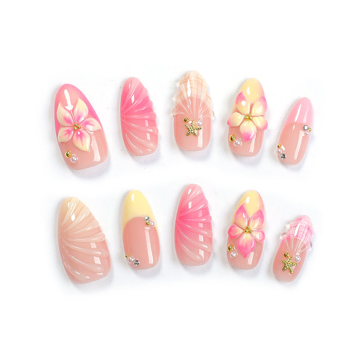 Kunstnagelset mit floralen Akzenten und Glitzerverzierungen Karnz 1789119239