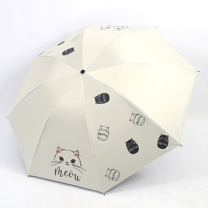 Damen Regenschirm mit verspieltem Katzenmotiv Karnz