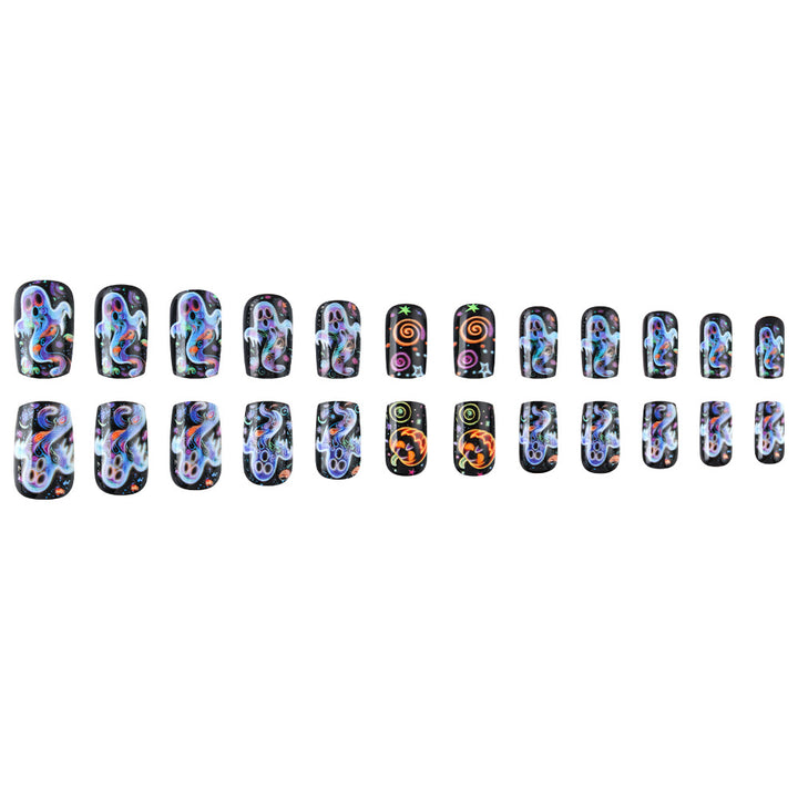 Künstlerisches Halloween-Themen Press-On Nail Design Karnz
