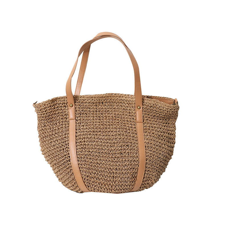 Damen Handtasche aus handgefertigtem Naturmaterial mit eleganten Lederakzenten Karnz