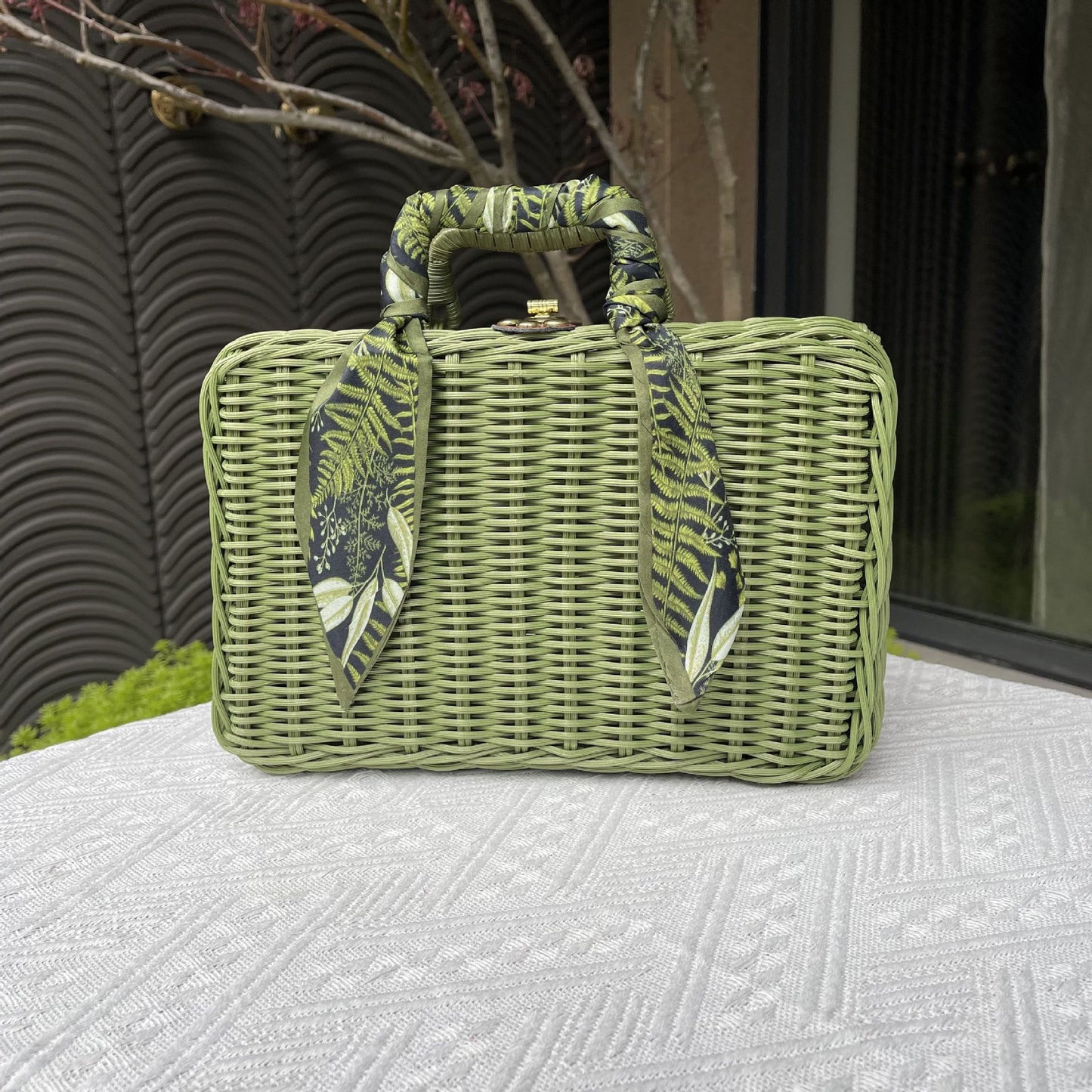 Damen Rattan Handtasche Karnz