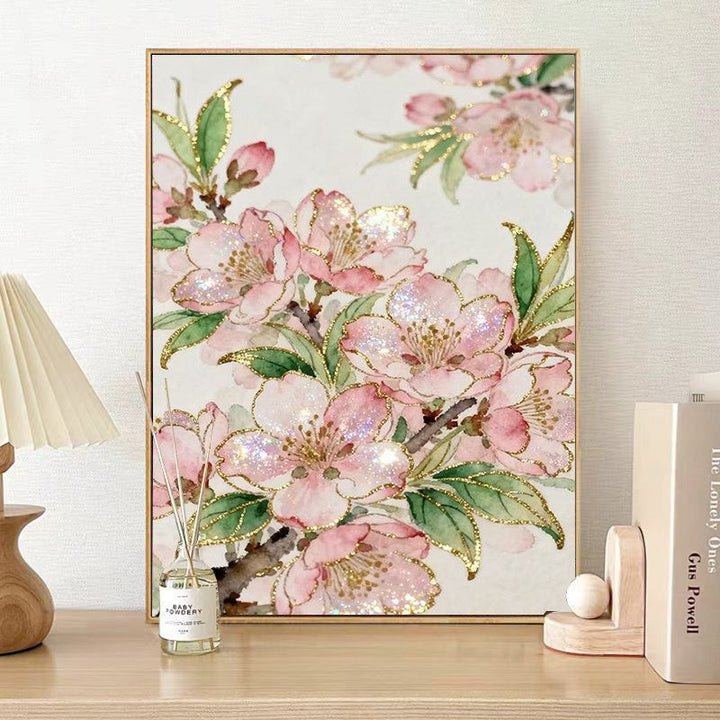 Florale Glitter Kunst Leinwanddruck Karnz