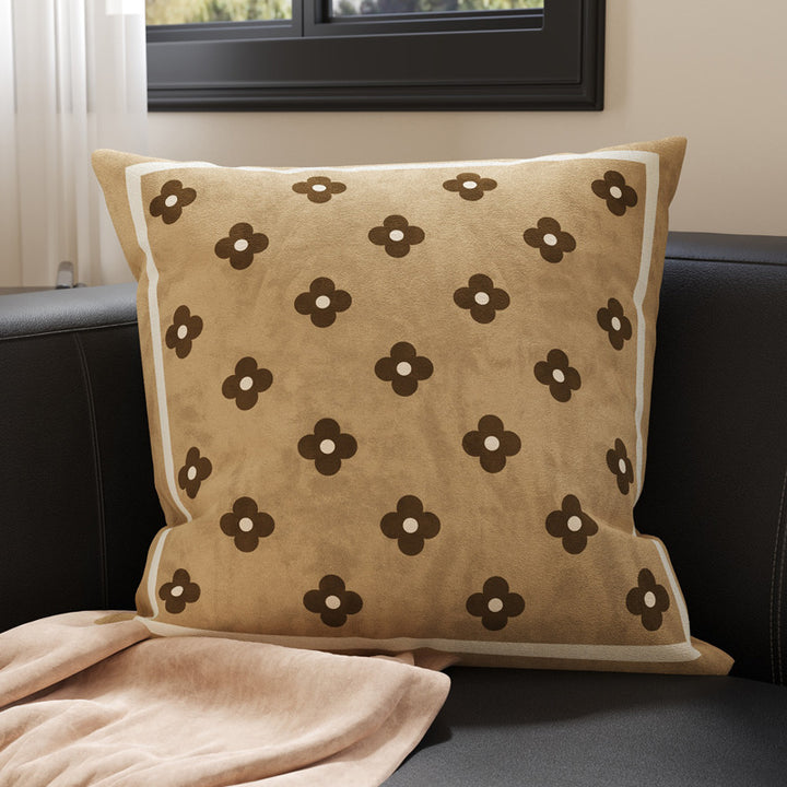 Botanical Microfiber Suede Throw Pillow Cover with Hidden Zipper
