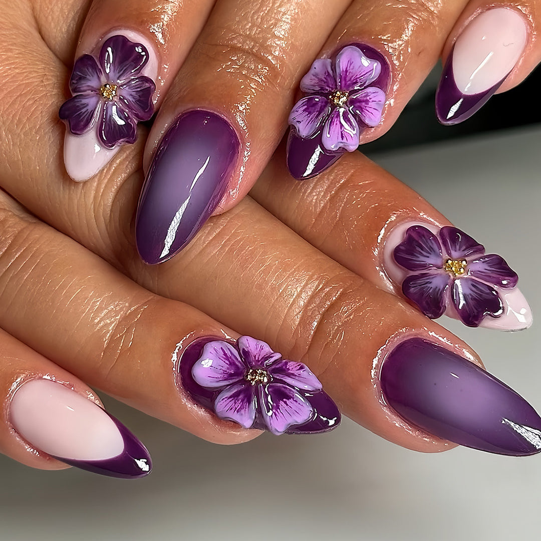 Florale 3D Press-On Nagelverlängerungen Karnz