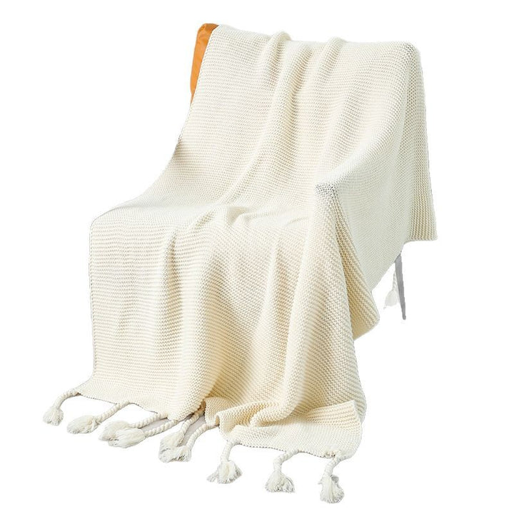 Strukturierte Strickwurfdecke