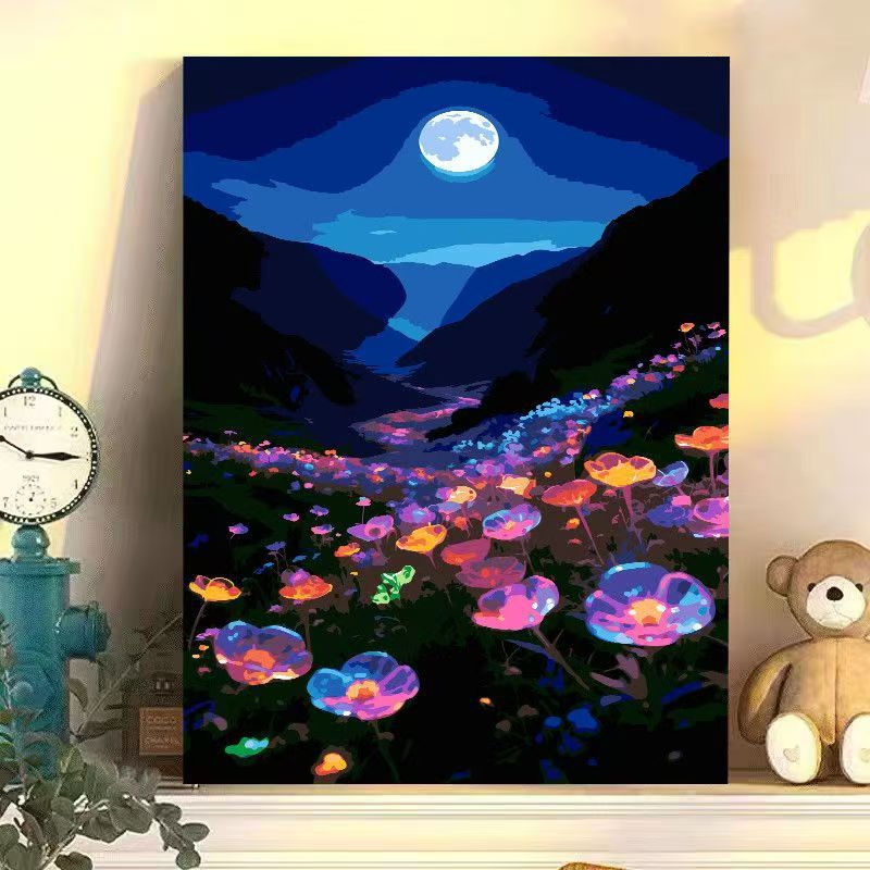 Nächtliche florale Landschaft Leinwandkunst Karnz