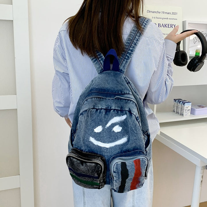 Künstlerischer Denim Rucksack Karnz