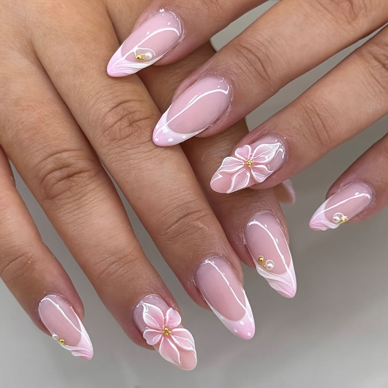 Elegantes florales Design Press-On-Nagelset Karnz