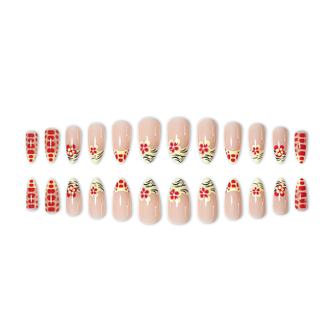 Künstlerische Blumenmuster Druck-Nagelverlängerungen Karnz