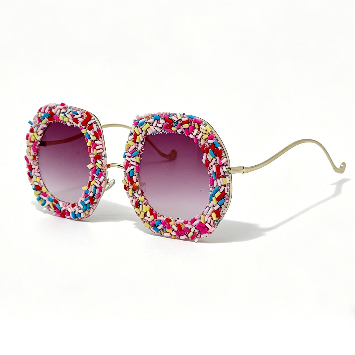 Damen kreative Designer-Sonnenbrille mit buntem Schmuckrahmen Karnz