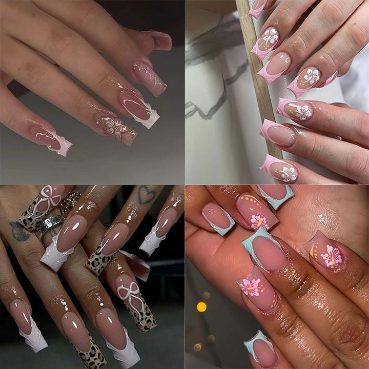 Elegante florale Acrylnageldesign-Verbesserungen Karnz