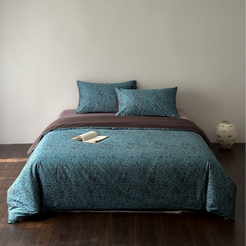 Atmungsaktives Baumwoll-Percale Wendebettbezug-Set mit Mini-Sprenkel-Druck und verdecktem Knopfverschluss
