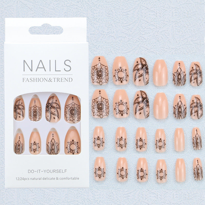 Künstlerisches Grafik Press-On Nagelset Karnz