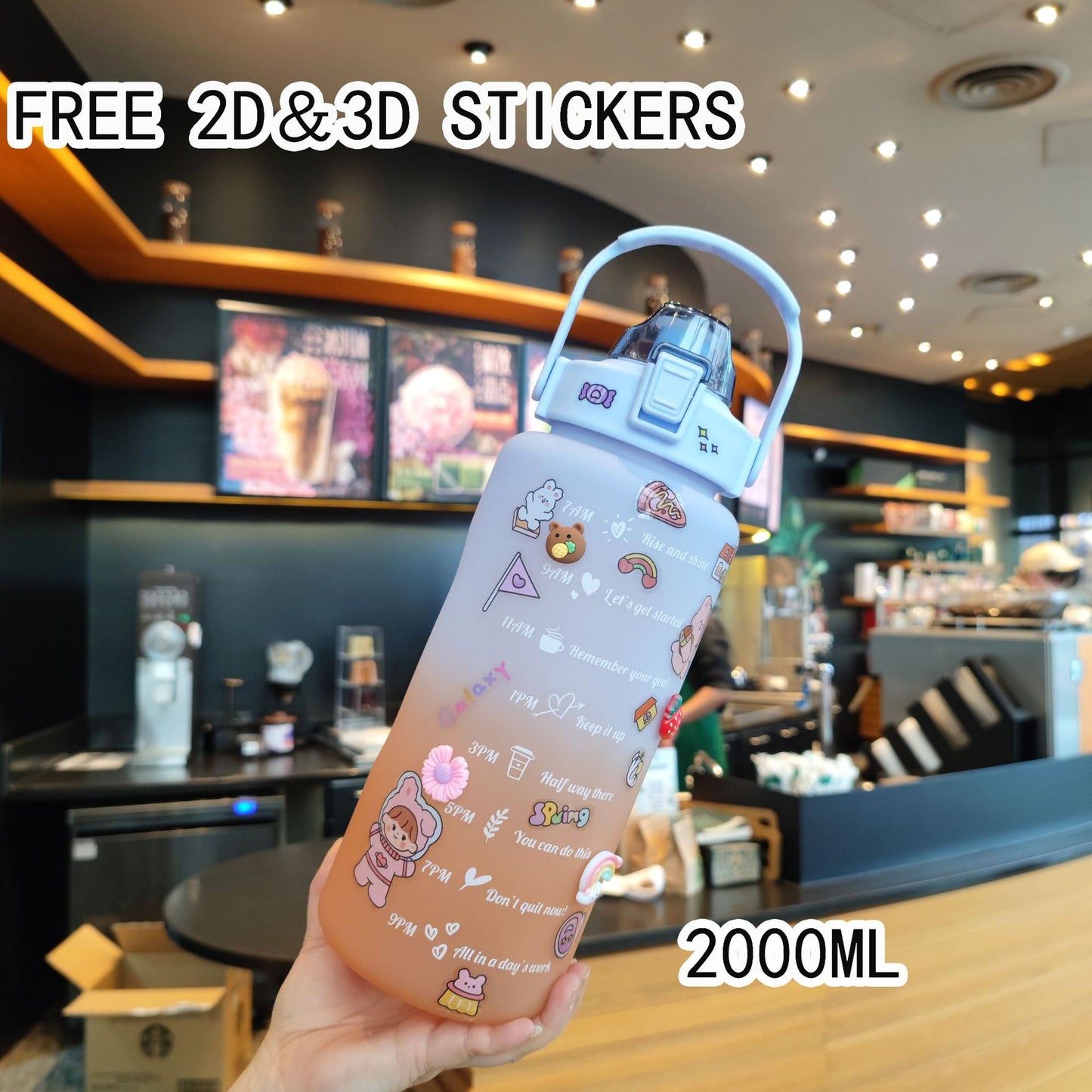 Damen Motivierende Trinkflasche mit interaktivem Sticker-Set Karnz