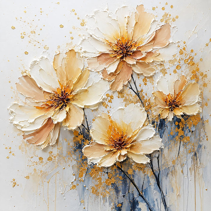 Elegante florale strukturierte Leinwandkunst
