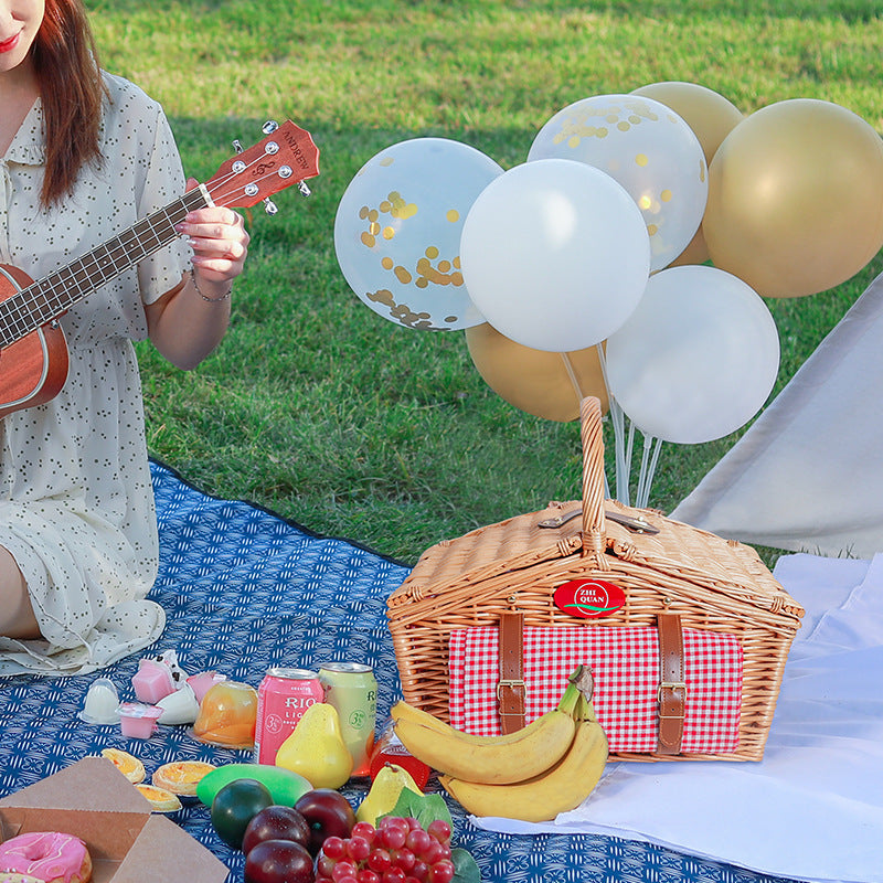 Damen Korb für romantische Picknick-Ausflüge mit hochwertigem Geschirr Karnz