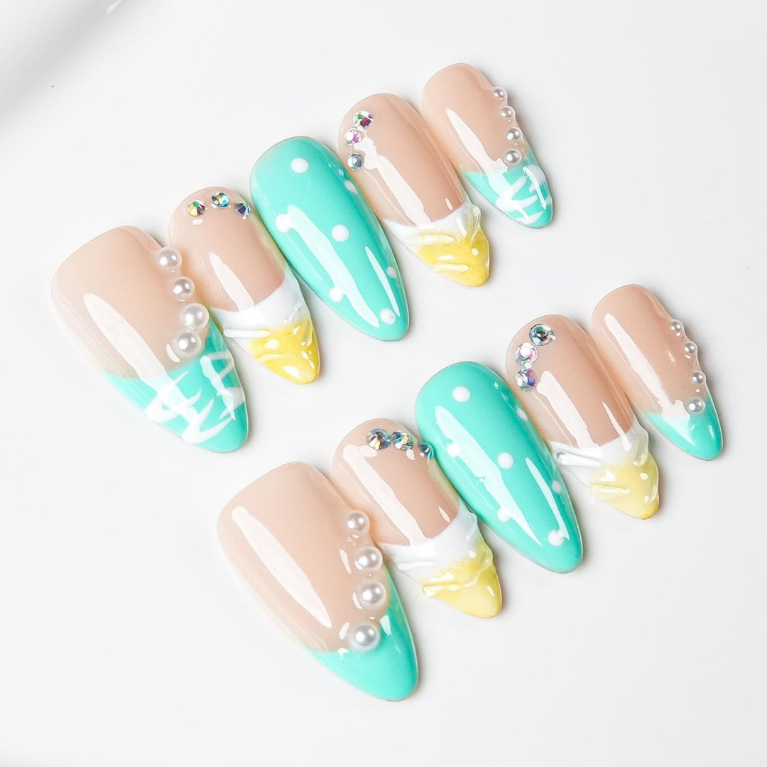 Künstlerisches Eiscreme-Themen-Presse-Nagelset