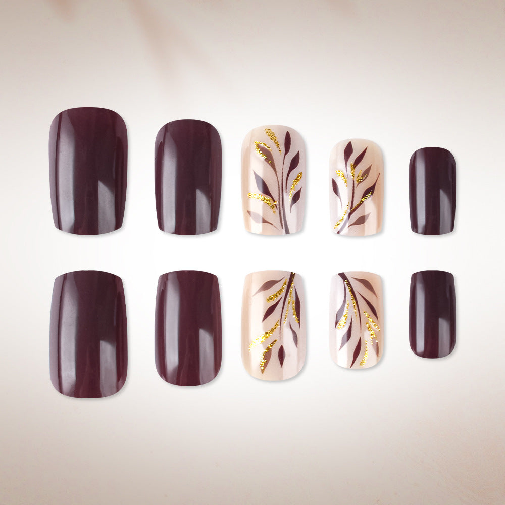 Elegante Botanische Nagelkunst Press-On Set Karnz