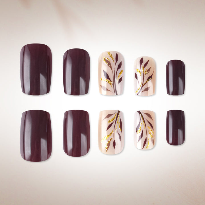 Elegante Botanische Nagelkunst Press-On Set Karnz