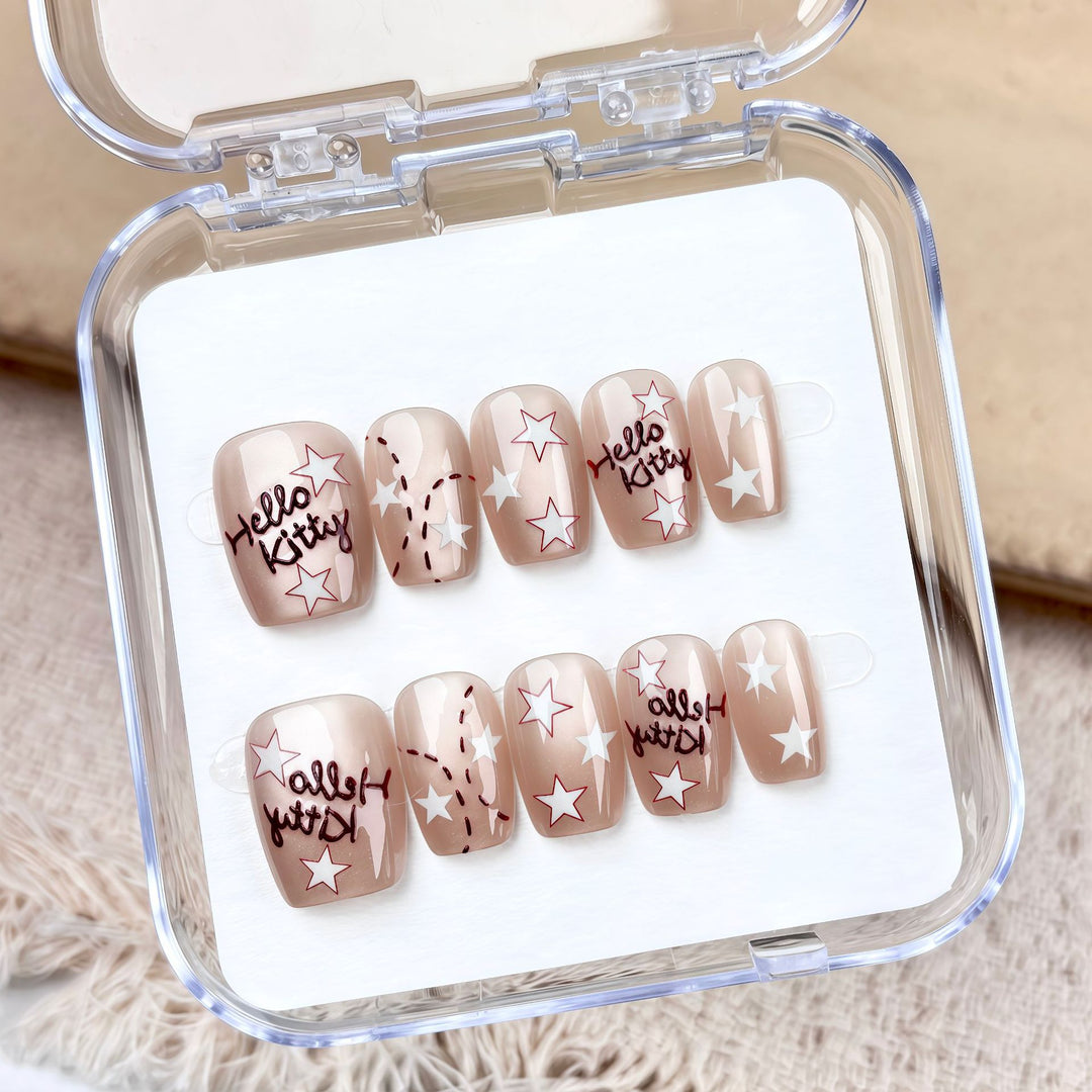 Dekoratives Press-On Nagelkunstset mit Stern Design