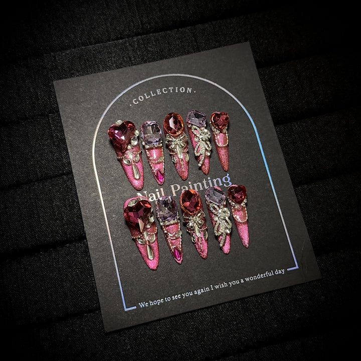 Glamouröse mit Strass akzentuierte Press-On Nagelset