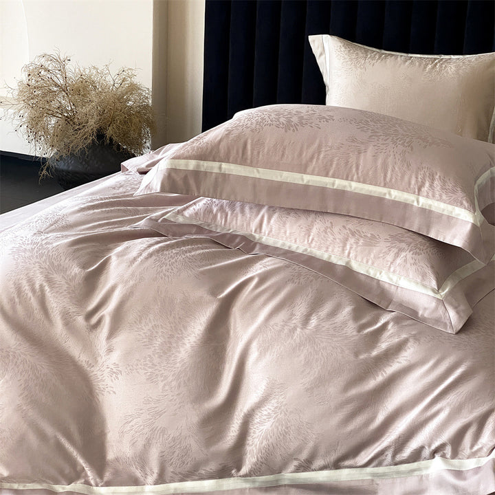 Luxuriöses Satin-Bettwäsche-Set mit Jacquardmuster und feinem Saum