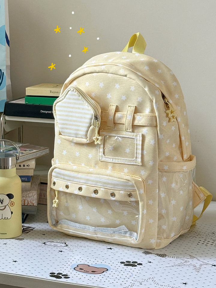 Stilvoller Mehrfach-Taschen Klar-Panel Rucksack Karnz