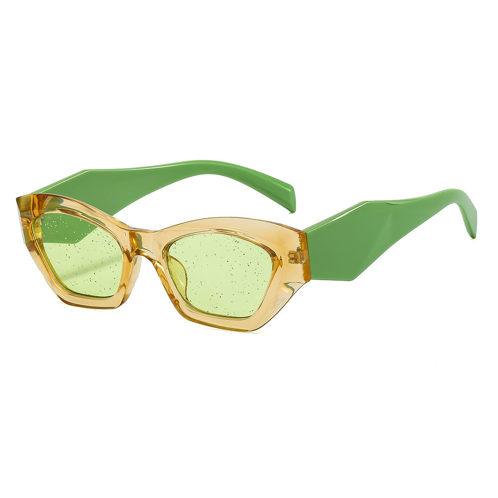 Damen geometrische Designer-Sonnenbrille mit funkelndem Rahmen Karnz