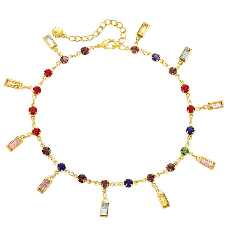 Farbige Edelstein Charm Fußkette Karnz