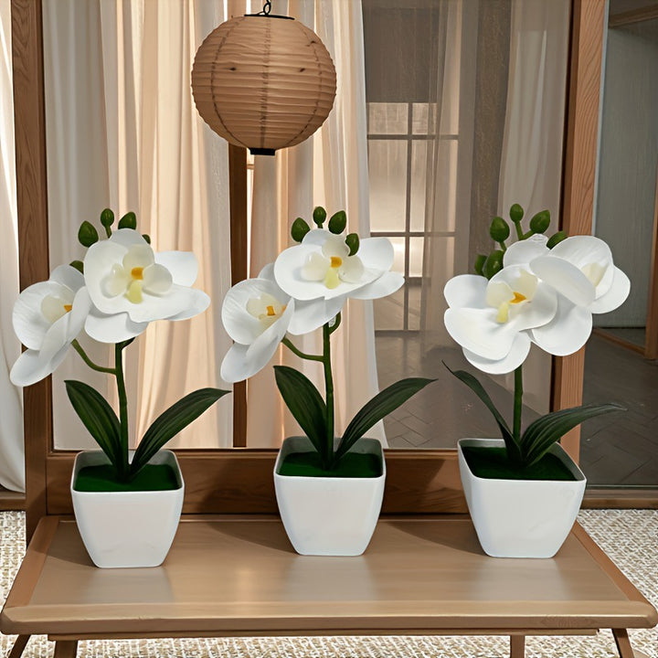 Dekorative künstliche Orchideenarrangement für die Wohnkultur展示