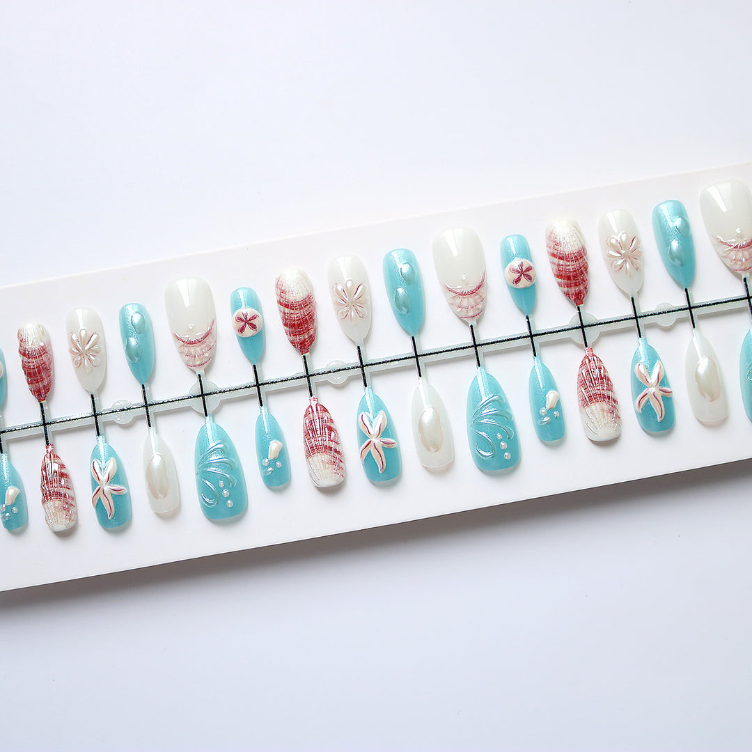 Küsten-Themen Press-On Nagelkunst Set Karnz