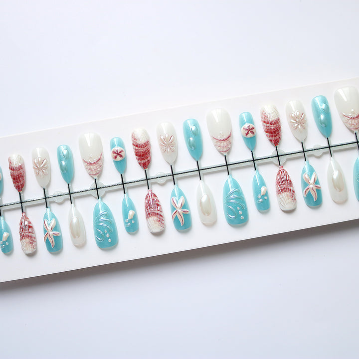 Küsten-Themen Press-On Nagelkunst Set Karnz