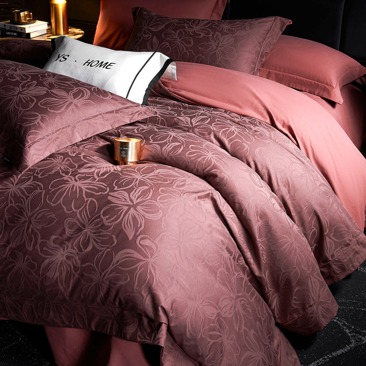 Luxuriöse Baumwollsatin-Bettwäschegarnitur mit Jacquard-Struktur