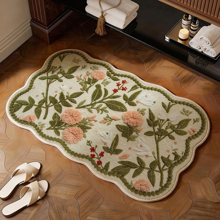 Bestickte florale Badematte