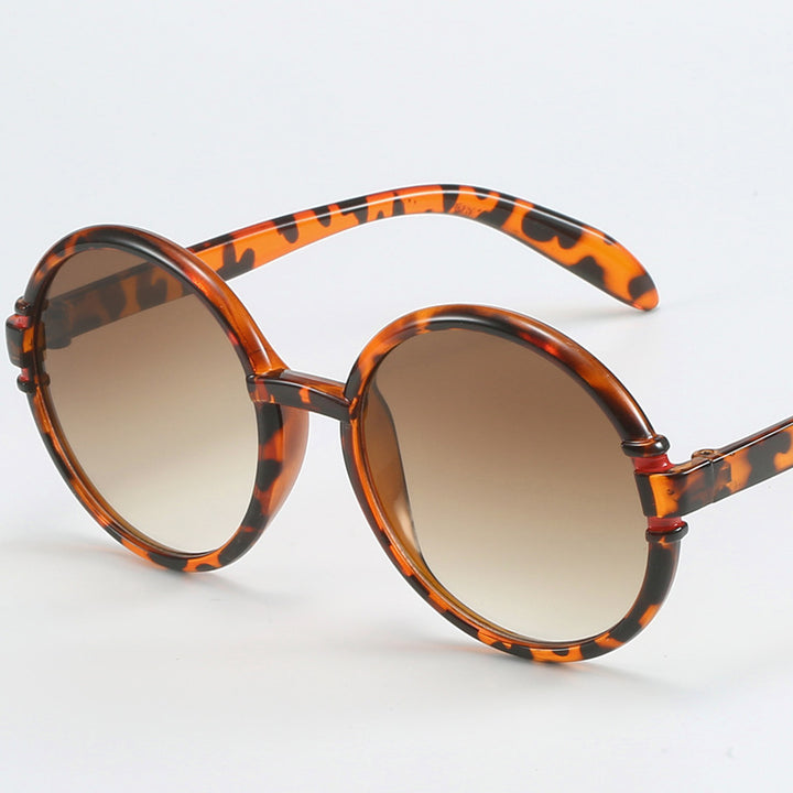 Damen runde Sonnenbrille im trendigen Leopardenmuster mit UV-Schutz Karnz