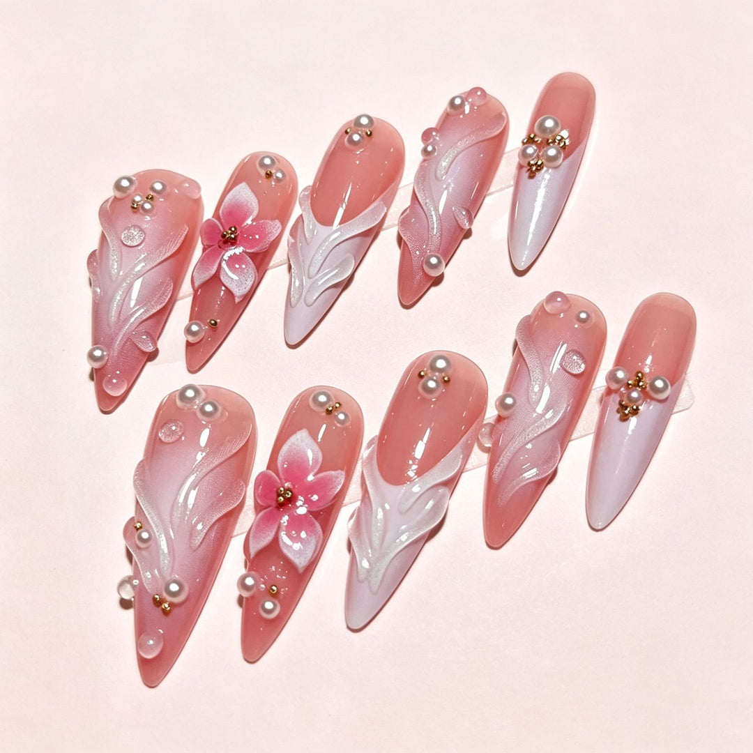Blumen Design Presse-On Nagelspitzen Karnz