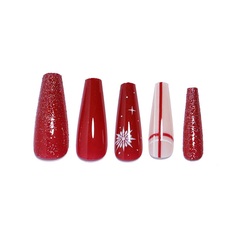 Dekorativer Press-On-Nagelset mit schimmerndem Glitter und elegantem Kunst Karnz
