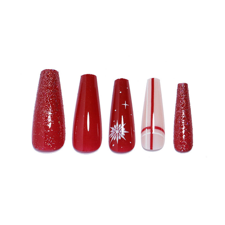 Dekorativer Press-On-Nagelset mit schimmerndem Glitter und elegantem Kunst Karnz