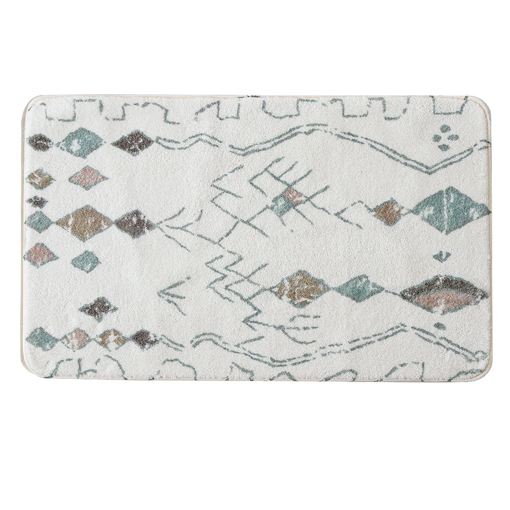 Boho-Baumwoll-Badvorleger mit Fransen und geometrischem Diamantmuster Karnz