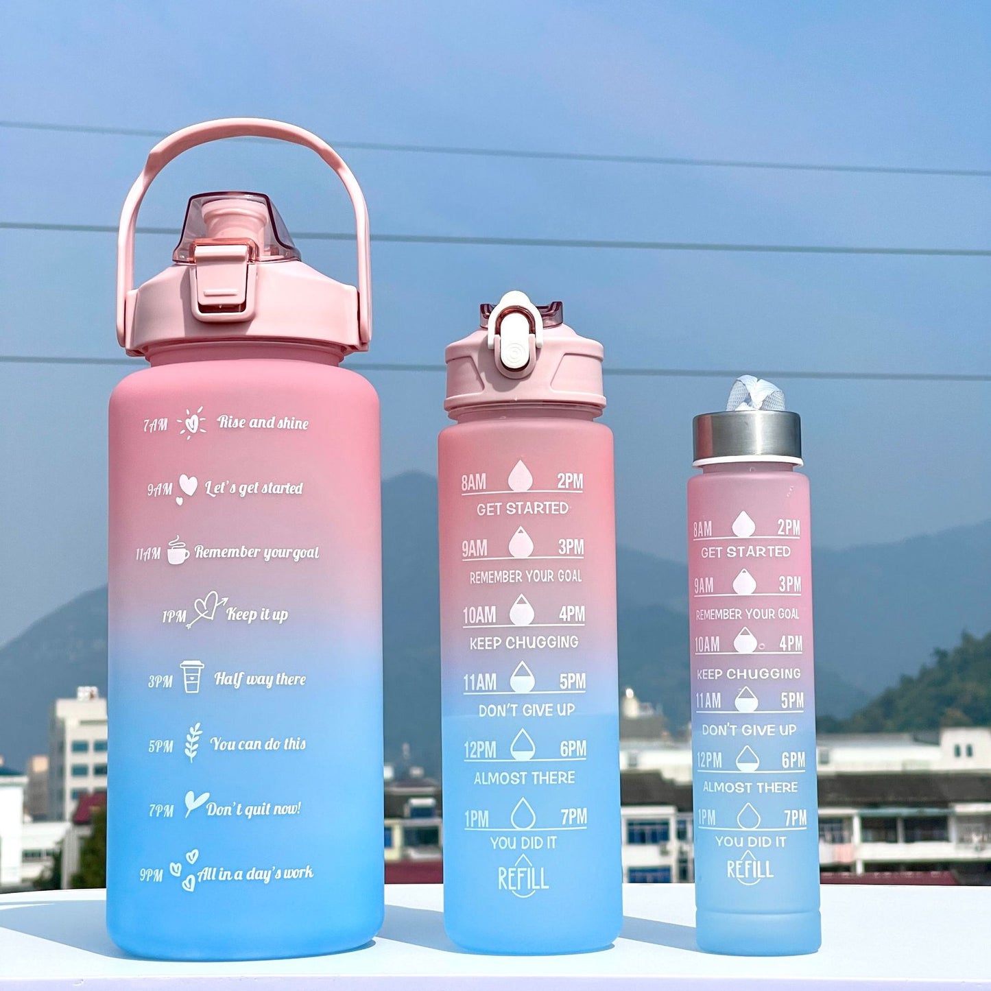 Unisex Motivierende Wasserflasche mit Zeiteinteilung Karnz