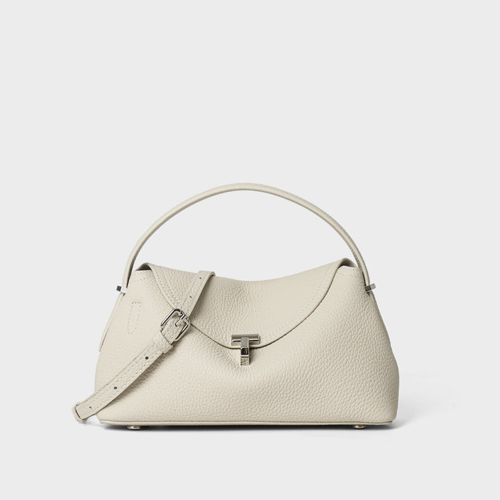 Gekurvte Umschlag-Top-Handle-Pebbled Satchel mit abnehmbarem Crossbody-Riemen