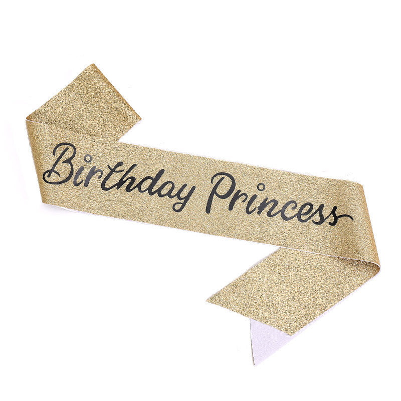 Damen Glitzernde Prinzessinnenkrone mit Birthday Princess Schärpe Karnz