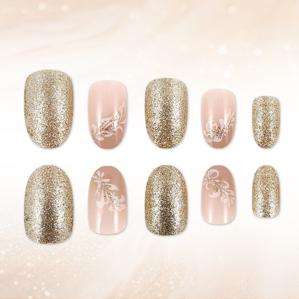 Elegante florale Glitzer-Press-On-Nägel Karnz