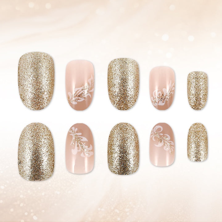 Elegante florale Glitzer-Press-On-Nägel Karnz