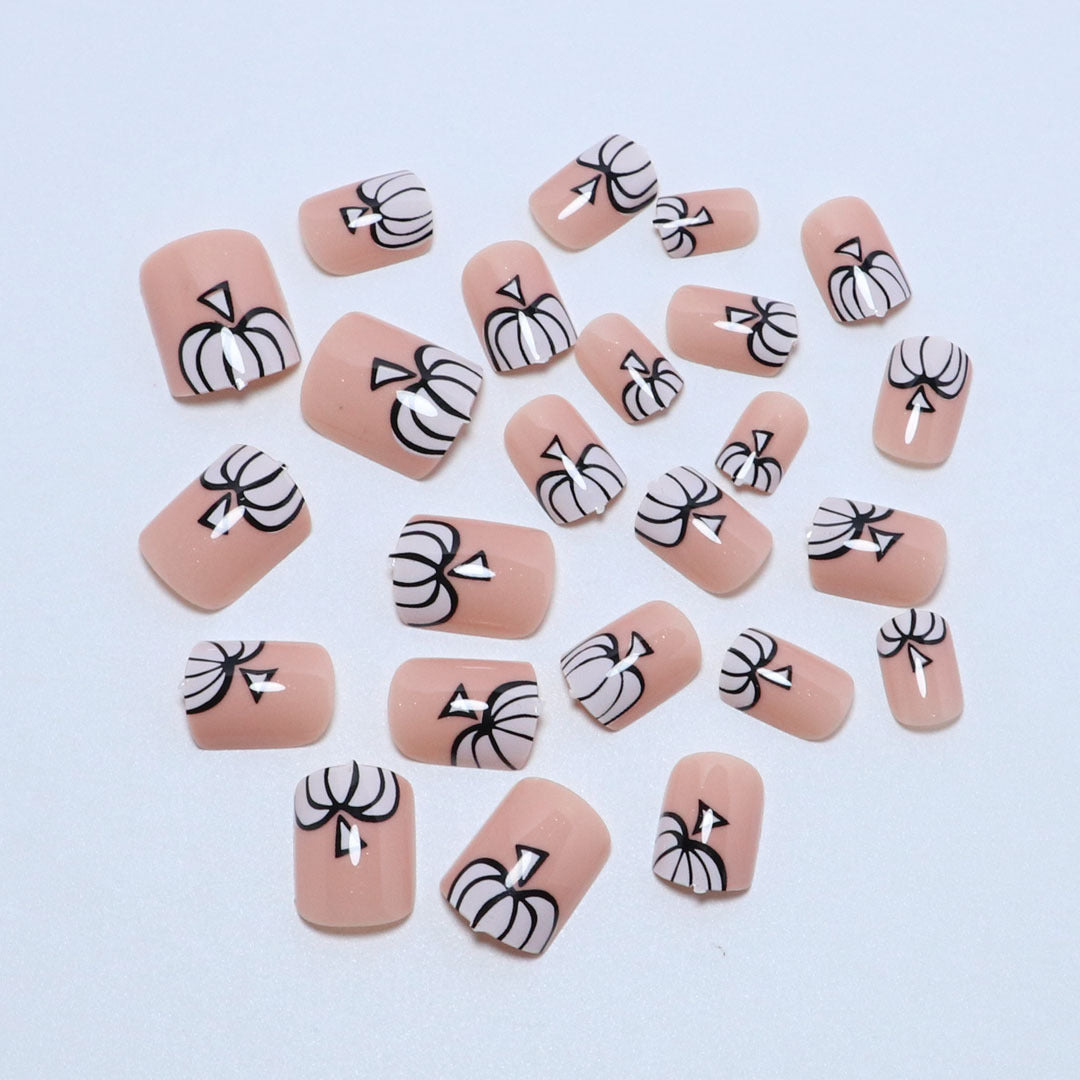 Künstlerisches Kürbis-Thema Press-On Nagelset Karnz