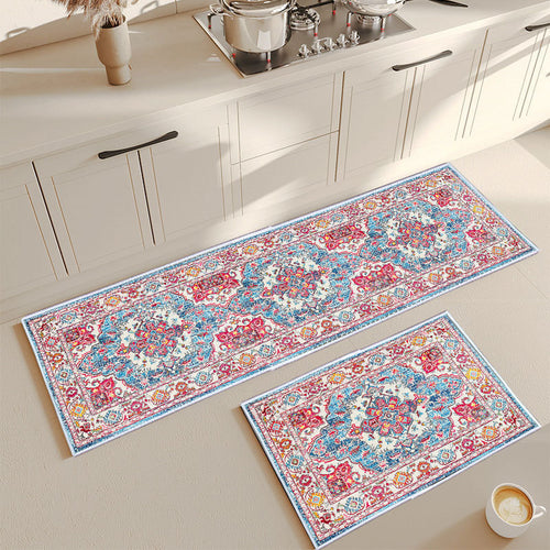 Vintage Floral Print Teppichset Karnz